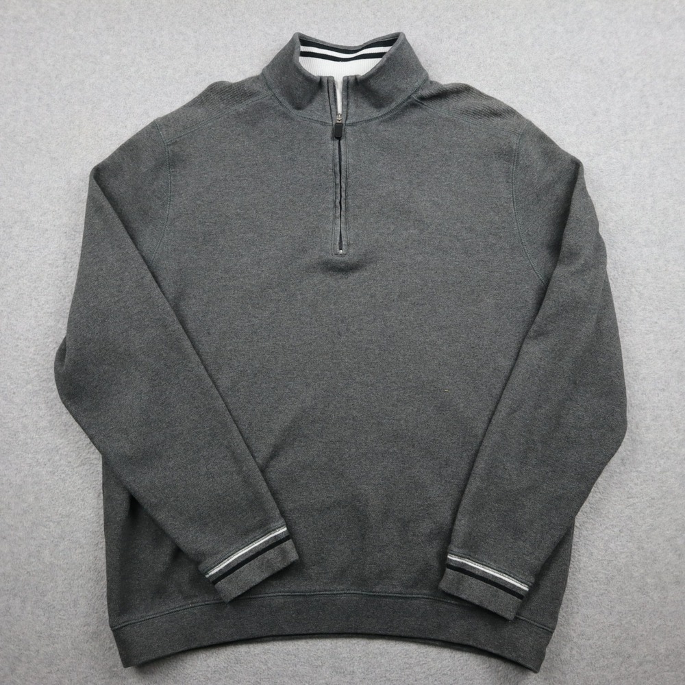 Bobby Jones Quarter Zip Pullover Mens Medium Gray Pima Cotton Golf Sweater